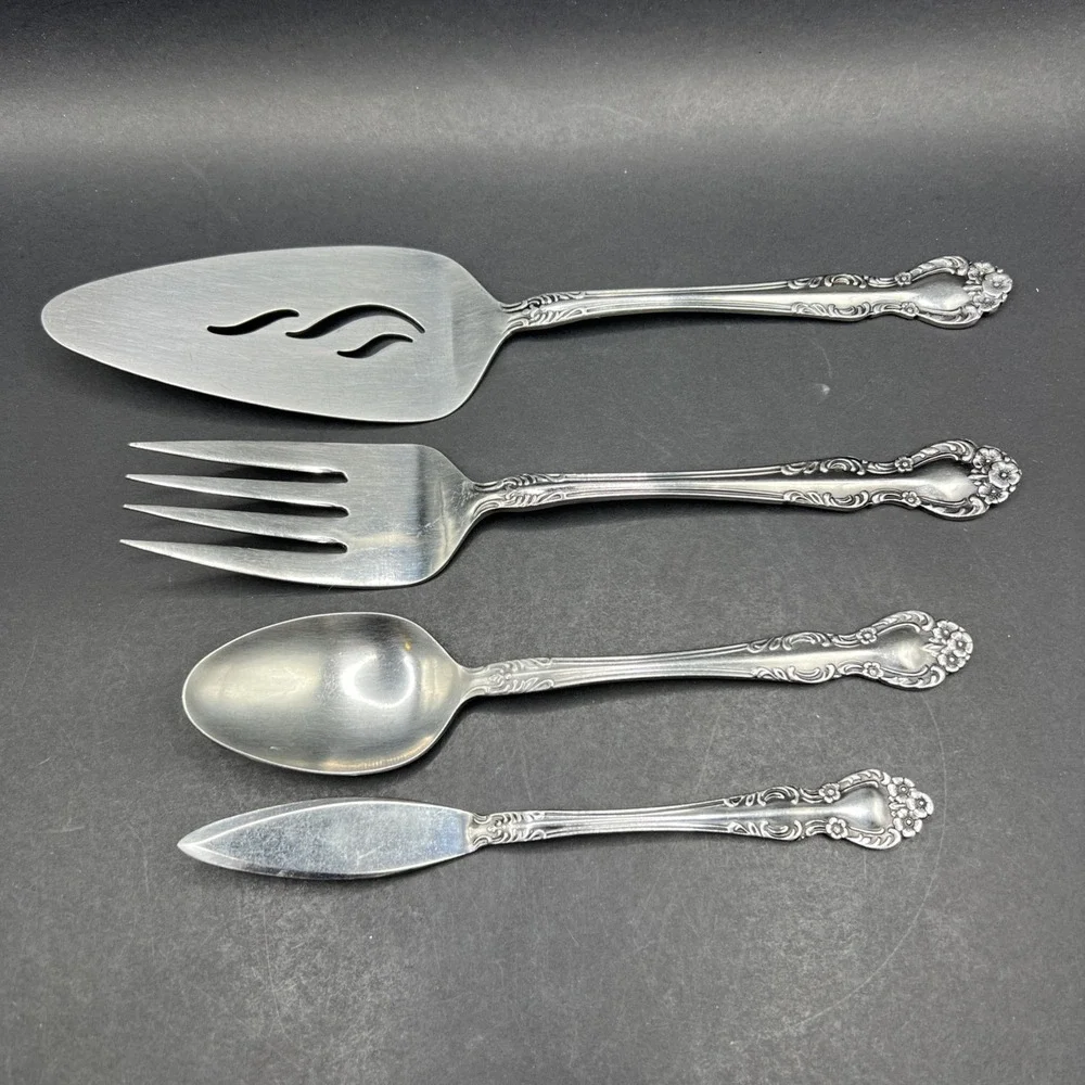 Set of 4 Vintage Ekco Eterna BEAUMONT Stainless Steel Serving Pieces
